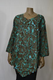 Billy B Blouse 144. bruin/petrol           lange mouwen