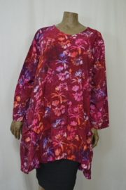 Billy B Blouse B148 Big Big met lange mouw rood met bloemen