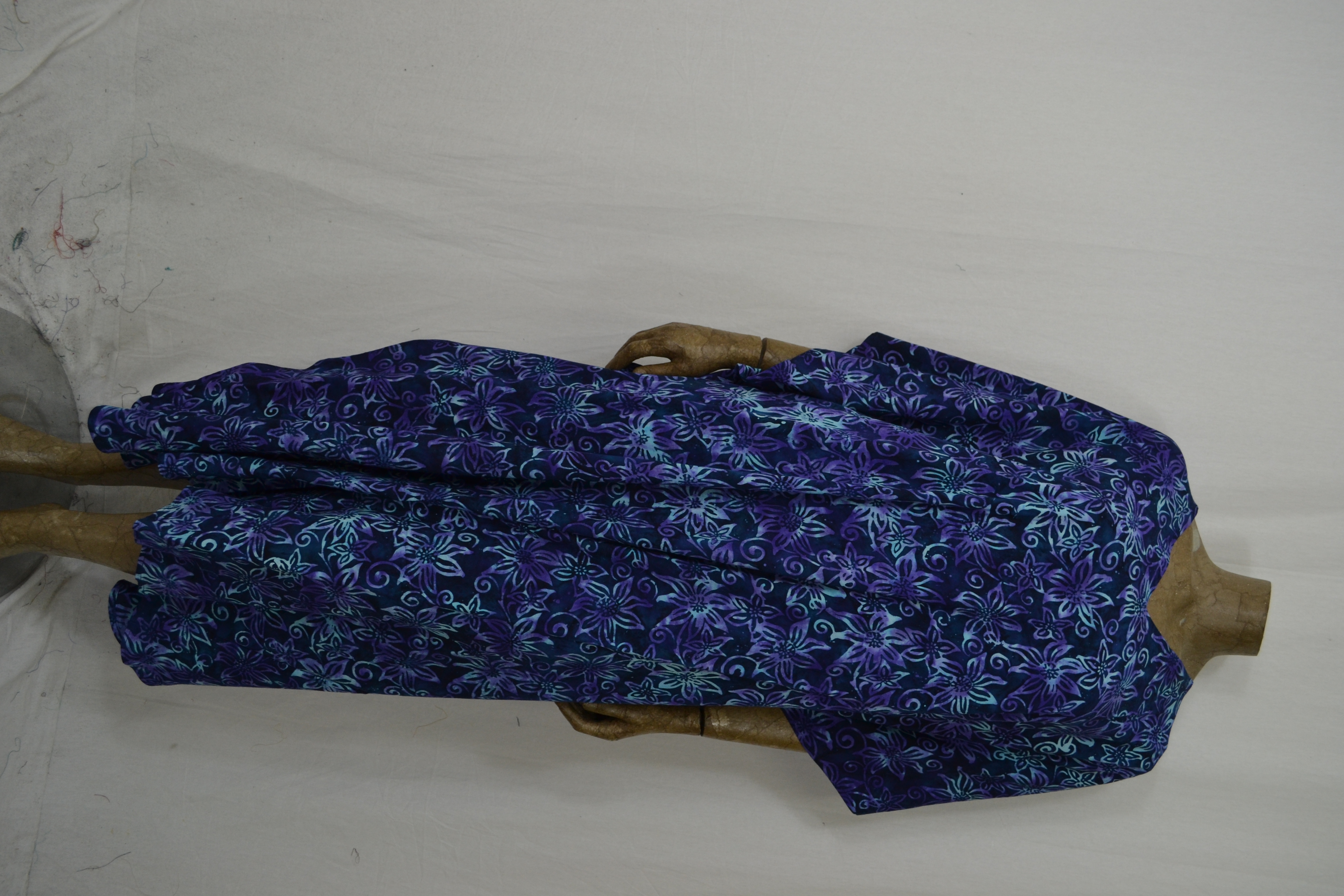 Billy B 137 long Kaftan blauw paars kleine bloem