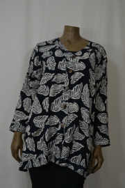 Billy B Blouse B211 Big Big  model jasje donker blauw met wit blad