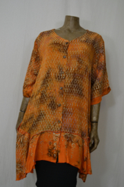Billy B Blouse B148 Big Big zomerkwaliteit oraje bruin druppels