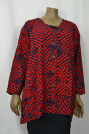Billy B Blouse B211 lange mouw met zakjes model jasje rood met rag