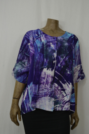 Billy B /Disini Blouse Marlieke korte mouw paars/wit/blauw