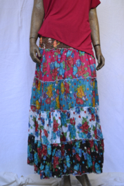 Rok bloemen blauw en roze Crinkle