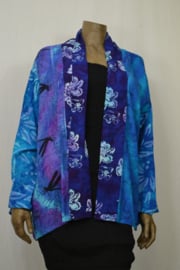 Normal Crazy Blouse / short Jacket patch blauw met paarse kraag