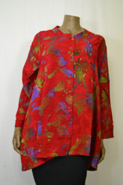 Billy B Blouse B173 lange mouw, opstaand kraagje rood figuren  L/XL