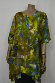 Billy B Blouse Big B148 groen/geel gevlekt