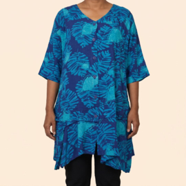 Billy B Blouse B148 Big Big met korte mouw paars met blauwe varen