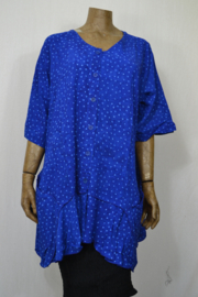 Billy B Blouse Big 148 , korte mouw, met zakken blauw stip