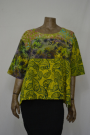 Disini Blouse  korte mouw, Combi mooi geel nr. 2