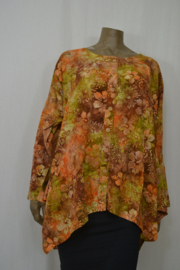 Billy B Blouse Cora Big met lange mouwen oranje geel met bloemen