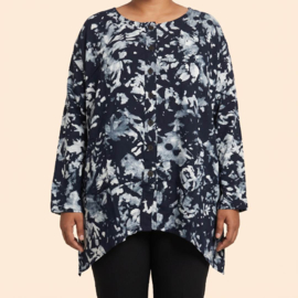Billy B Blouse Big Cora met lange mouwen zwart wit vlek