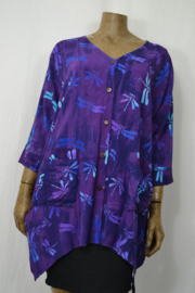 Billy B Blouse Big paars libel 3/4 mouw met zakjes