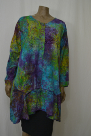Billy B Blouse B148 Big Big met mouwen blauw, paars geel vlek