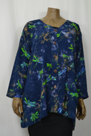 Billy B Blouse B211 Big Big met zakjes model jasje blauw met libel