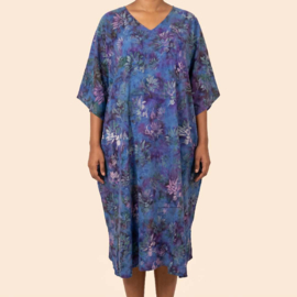 Billy B kaftan Long kaftan B137 blauw paars met bloemen