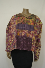 Disini Blouse Combi  lange mouw, bruin/paars nr. 1