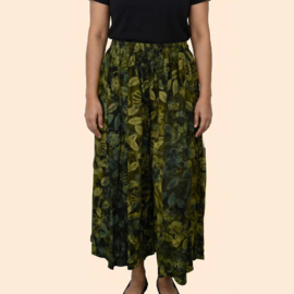 Billy B Broek/rok Cullotte wijd groen met bloemen
