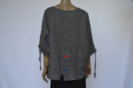 La Bass blouse grijs, knopen achter