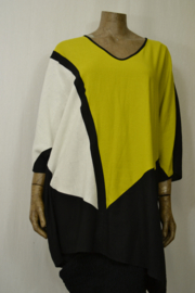 Moon Blouse Zed Pluss limoen zwart wit blok