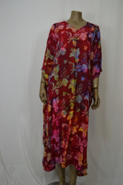Billy B Kaftan Long Poncho rood bloem