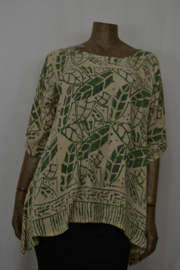Billy B Top Blouse Meteor zomerkwaliteit gebr. wit groene tekens