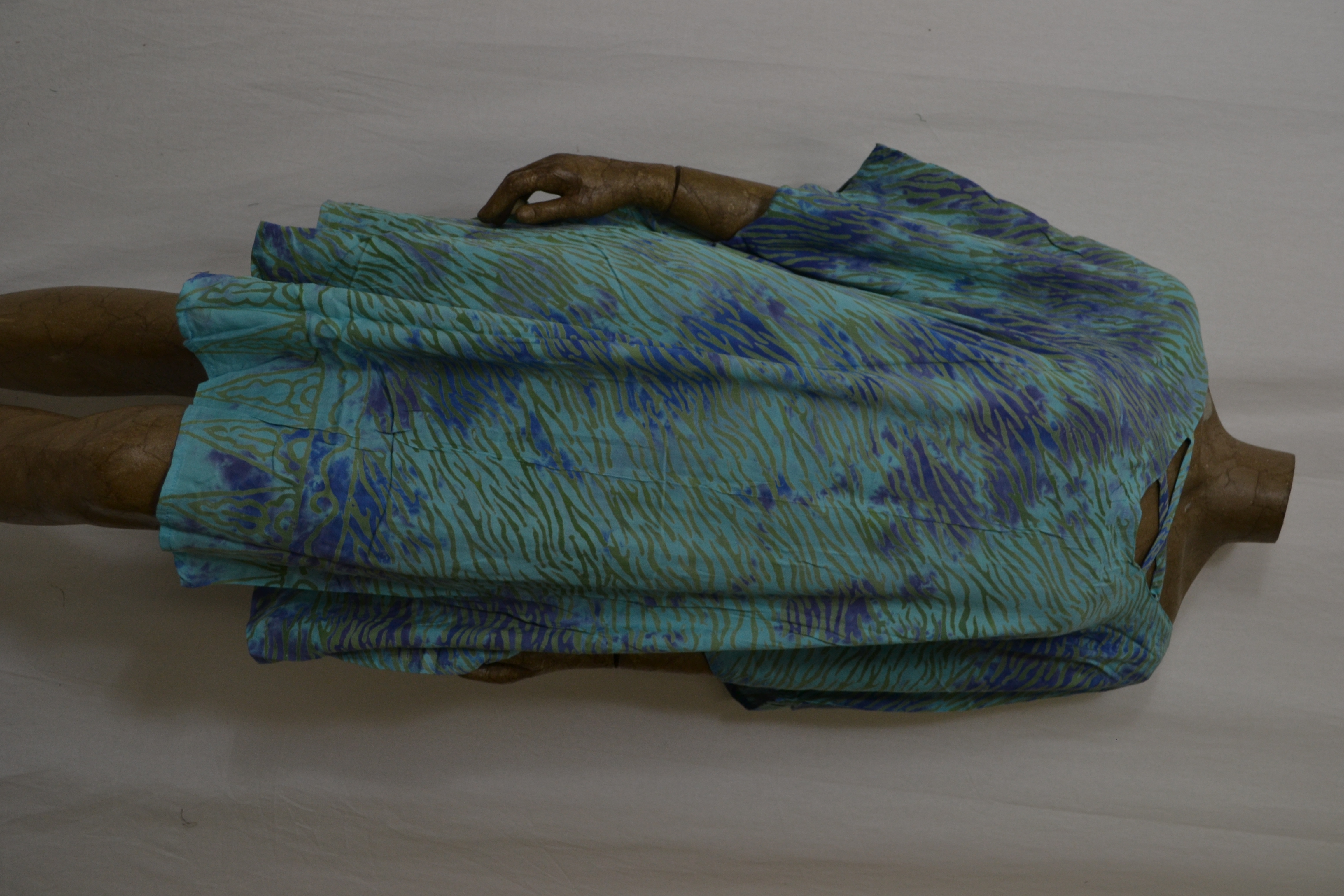 Billy B Kaftan/Jurk B169 kort kruis voor of achter dragen blauw/groen streep
