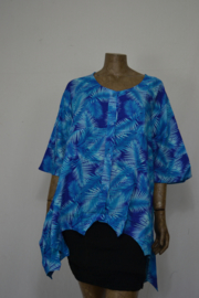 Disini Blouse  Nieuw D10 blauw blad ,achter langer