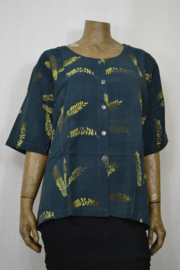 Disini Blouse Marlieke groen/grijs met geel blad