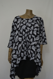 Disini Blouse  Nieuw D10  zwart wit varen, achter langer