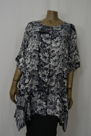 Billy B Blouse B148 zomerkwaliteit zwart witte bloem