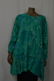 Billy B Blouse Big Big B148 lange mouw groen blauw gevlekt