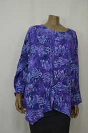 Billy B Blouse Big Cora met lange mouwen blauw paars met lichte figuren
