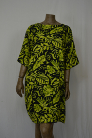 Disini Jurk lange Blouse  zwart groen blad