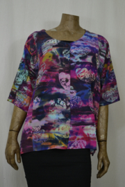 Billy B Blouse Marlieke paars/rose met vlinders