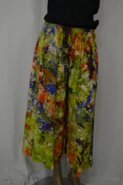 Billy B Broek /rok Cullotte wijde pijp oranje groen bont