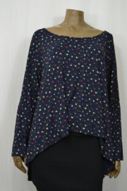 AKH Blouse / Shirt blauw met kleine bloem