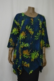 Normal Crazy Blouse Top Dini Big blauw groen geel blad