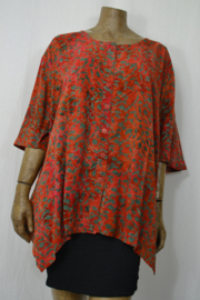 Billy B Blouse Cora Big oranje bruin met grijs