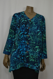 Billy B Blouse B211 Big Big model jasje met zakjes blauw / groen druk