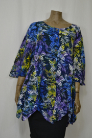 Normal Crazy Blouse Top Dini blauw groen met grote bloemen