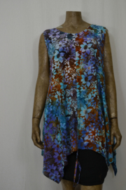 BIlly B Blouse P046 optrek met zijzakken blauw veel bloem