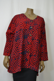 Billy B Blouse B211 Big Big rood/blauw model jasje met zakjes