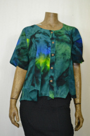 Normal Crazy Blouse Top New Jipsy batik groen/blauw/geel