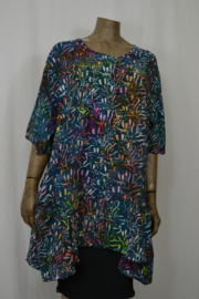 Billy B Blouse B148 petrol groen met vele takken korte mouw