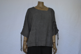 La Bass blouse grijs, knopen achter