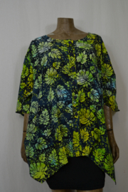 Billy B Blouse Cora Big blauw met groen blad