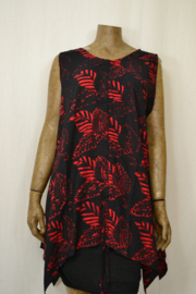 Billy B Blouse P046 optrek en zijzakken zwart met rood blad