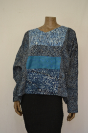 Disini Blouse ,lange mouw,combi blauw