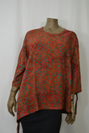 Billy B Blouse B086 Big  Big voorkant gesloten met koordjes brique met takjes